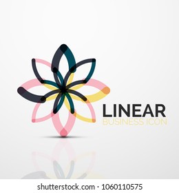 Outline minimal abstract geometric linear business icon made of round color line segments, elements. Vector illustration