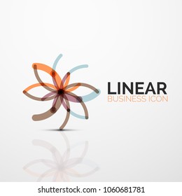 Outline minimal abstract geometric linear business icon made of round color line segments, elements. Vector illustration