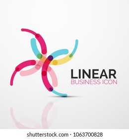 Esquema mínimo de icono de negocio geométrico lineal abstracto hecho de segmentos de línea de color redondeados, elementos. Ilustración del vector