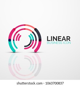 Outline minimal abstract geometric linear business icon made of round color line segments, elements. Vector illustration