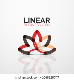 Esquema mínimo de icono de negocio geométrico lineal abstracto hecho de segmentos de línea de color redondeados, elementos. Ilustración del vector