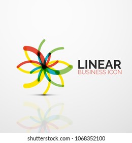 Esquema mínimo de icono de negocio geométrico lineal abstracto hecho de segmentos de línea de color redondeados, elementos. Ilustración del vector