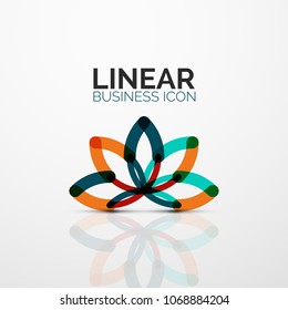 Outline minimal abstract geometric linear business icon made of round color line segments, elements. Vector illustration