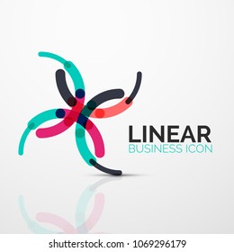 Outline minimal abstract geometric linear business icon made of round color line segments, elements. Vector illustration