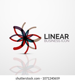 Umriss eines abstrakten, geometrischen linearen Geschäftsbildes aus runden Farbliniensegmenten, Elementen. Vektorgrafik
