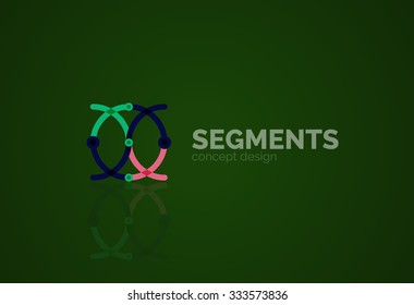 Esquema mínimo logotipo geométrico abstracto, icono comercial lineal hecho de segmentos de línea, elementos. Ilustración del vector