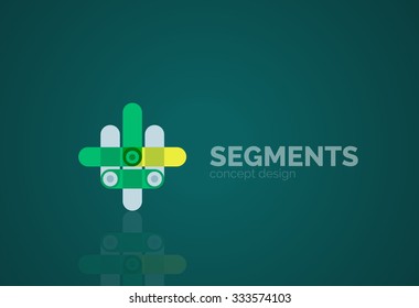 Esquema mínimo logotipo geométrico abstracto, icono comercial lineal hecho de segmentos de línea, elementos. Ilustración del vector