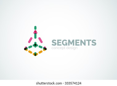 Esquema mínimo logotipo geométrico abstracto, icono comercial lineal hecho de segmentos de línea, elementos. Ilustración del vector