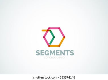 Esquema mínimo logotipo geométrico abstracto, icono comercial lineal hecho de segmentos de línea, elementos. Ilustración del vector