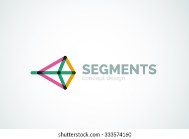 Outline minimal abstract geometric logo, linear business icon made of line segments, elements. Vector illustration