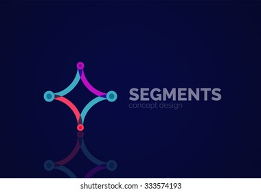 Umriss minimales abstraktes geometrisches Logo, lineares Geschäftssymbol aus Liniensegmenten, Elementen. Vektorgrafik