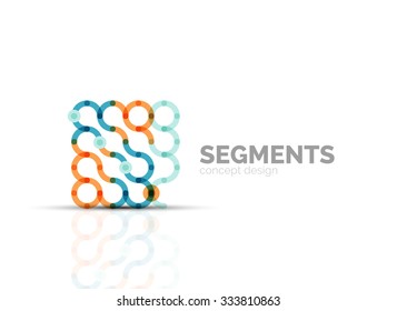 Esquema mínimo logotipo geométrico abstracto, icono comercial lineal hecho de segmentos de línea, elementos. Ilustración del vector