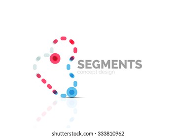 Umriss minimales abstraktes geometrisches Logo, lineares Geschäftssymbol aus Liniensegmenten, Elementen. Vektorgrafik