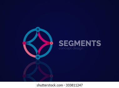 Esquema mínimo logotipo geométrico abstracto, icono comercial lineal hecho de segmentos de línea, elementos. Ilustración del vector