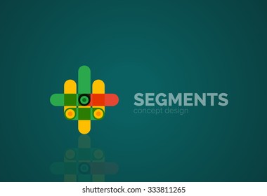 Esquema mínimo logotipo geométrico abstracto, icono comercial lineal hecho de segmentos de línea, elementos. Ilustración del vector