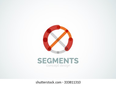 Esquema mínimo logotipo geométrico abstracto, icono comercial lineal hecho de segmentos de línea, elementos. Ilustración del vector