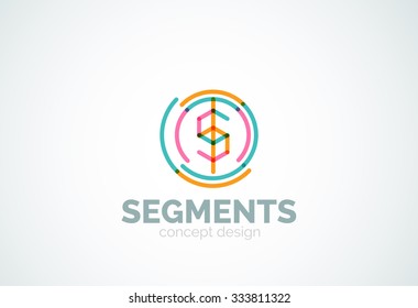 Outline minimal abstract geometric logo, linear business icon made of line segments, elements. Vector illustration