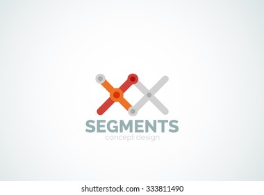Esquema mínimo logotipo geométrico abstracto, icono comercial lineal hecho de segmentos de línea, elementos. Ilustración del vector