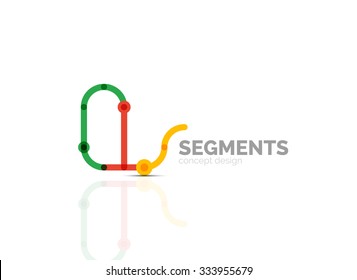 Outline minimal abstract geometric logo, linear business icon made of line segments, elements. Vector illustration