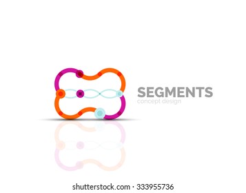 Esquema mínimo logotipo geométrico abstracto, icono comercial lineal hecho de segmentos de línea, elementos. Ilustración del vector