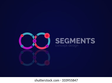 Esquema mínimo logotipo geométrico abstracto, icono comercial lineal hecho de segmentos de línea, elementos. Ilustración del vector