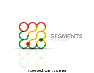 Outline minimal abstract geometric logo, linear business icon made of line segments, elements. Vector illustration