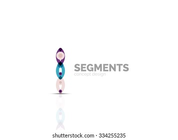 Esquema mínimo logotipo geométrico abstracto, icono comercial lineal hecho de segmentos de línea, elementos. Ilustración del vector