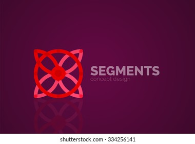 Esquema mínimo logotipo geométrico abstracto, icono comercial lineal hecho de segmentos de línea, elementos. Ilustración del vector