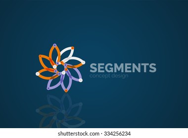 Outline minimal abstract geometric logo, linear business icon made of line segments, elements. Vector illustration