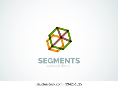 Outline minimal abstract geometric logo, linear business icon made of line segments, elements. Vector illustration