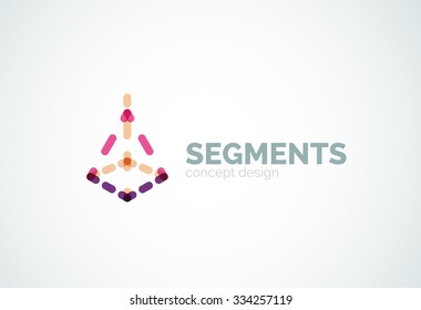 Esquema mínimo logotipo geométrico abstracto, icono comercial lineal hecho de segmentos de línea, elementos. Ilustración del vector