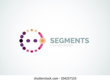 Esquema mínimo logotipo geométrico abstracto, icono comercial lineal hecho de segmentos de línea, elementos. Ilustración del vector