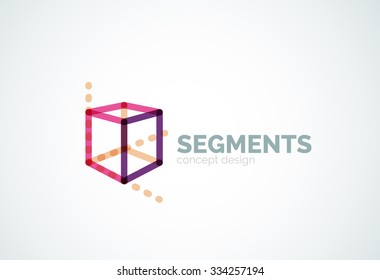 Outline minimal abstract geometric logo, linear business icon made of line segments, elements. Vector illustration