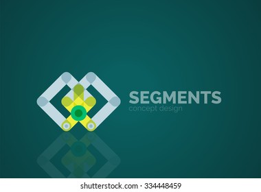 Esquema mínimo logotipo geométrico abstracto, icono comercial lineal hecho de segmentos de línea, elementos. Ilustración del vector