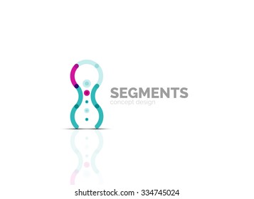 Esquema mínimo logotipo geométrico abstracto, icono comercial lineal hecho de segmentos de línea, elementos. Ilustración del vector
