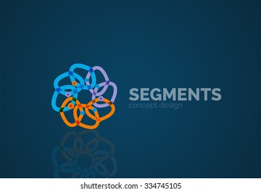 Outline minimal abstract geometric logo, linear business icon made of line segments, elements. Vector illustration
