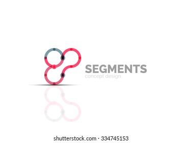 Esquema mínimo logotipo geométrico abstracto, icono comercial lineal hecho de segmentos de línea, elementos. Ilustración del vector