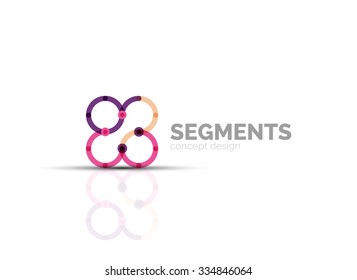 Esquema mínimo logotipo geométrico abstracto, icono comercial lineal hecho de segmentos de línea, elementos. Ilustración del vector