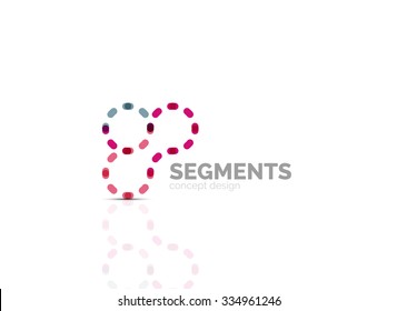 Esquema mínimo logotipo geométrico abstracto, icono comercial lineal hecho de segmentos de línea, elementos. Ilustración del vector