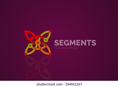 Outline minimal abstract geometric logo, linear business icon made of line segments, elements. Vector illustration