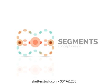 Outline minimal abstract geometric logo, linear business icon made of line segments, elements. Vector illustration