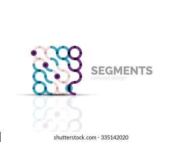 Esquema mínimo logotipo geométrico abstracto, icono comercial lineal hecho de segmentos de línea, elementos. Ilustración del vector