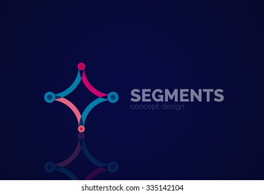 Umriss minimales abstraktes geometrisches Logo, lineares Geschäftssymbol aus Liniensegmenten, Elementen. Vektorgrafik