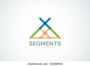 Umriss minimales abstraktes geometrisches Logo, lineares Geschäftssymbol aus Liniensegmenten, Elementen. Vektorgrafik