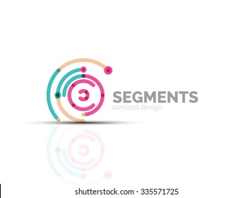 Esquema mínimo logotipo geométrico abstracto, icono comercial lineal hecho de segmentos de línea, elementos. Ilustración del vector
