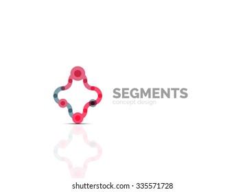 Esquema mínimo logotipo geométrico abstracto, icono comercial lineal hecho de segmentos de línea, elementos. Ilustración del vector