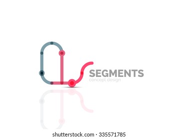 Descrever o logotipo geométrico abstrato mínimo, ícone de negócios linear feito de segmentos de linha, elementos. Ilustração vetorial