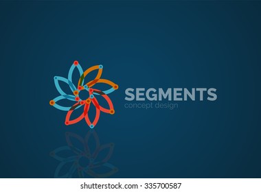 Esquema mínimo logotipo geométrico abstracto, icono comercial lineal hecho de segmentos de línea, elementos. Ilustración del vector