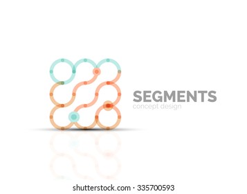 Outline minimal abstract geometric logo, linear business icon made of line segments, elements. Vector illustration