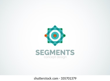 Outline minimal abstract geometric logo, linear business icon made of line segments, elements. Vector illustration